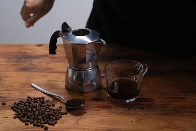 Close-up of coffee cup on table