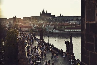 High angle view of charles bridge