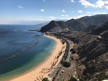 High angle view of beach against sky