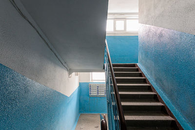 High angle view of staircase in building