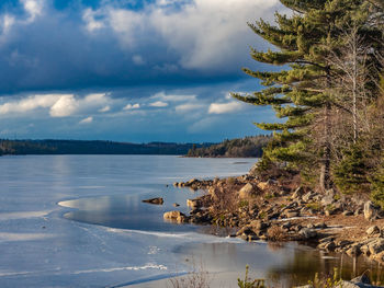 Scenic view of lake against sky