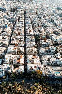 Aerial view of grid city in athens, greece