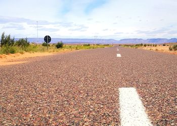 Surface level of road against sky