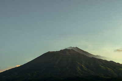 Scenic view of mountains against sky during sunset