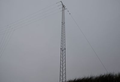 Low angle view of crane against clear sky