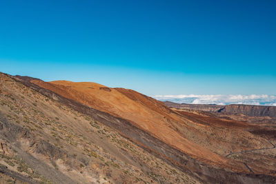 Scenic view of desert against blue sky