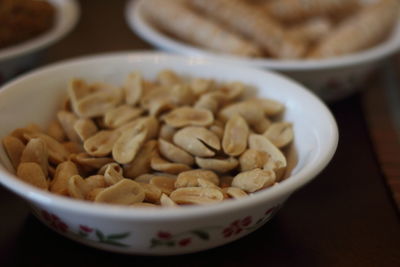 High angle view of food in bowl on table