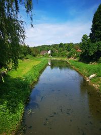 Scenic view of lake against sky