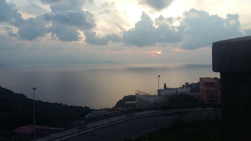 Panoramic view of sea against sky during sunset