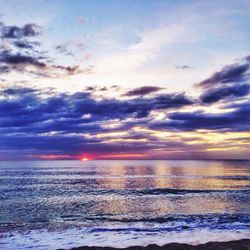 Scenic view of sea against dramatic sky