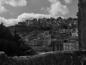 Residential district against sky