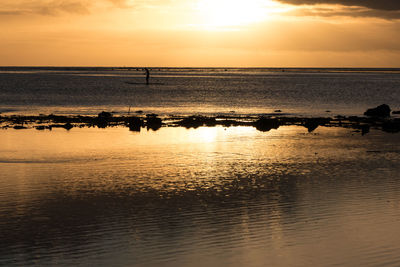 Scenic view of sea against sky at sunset