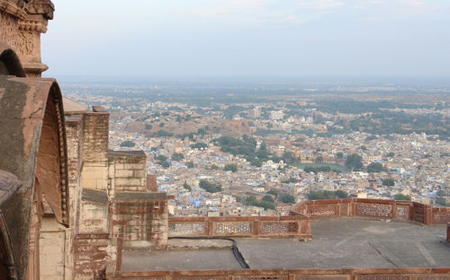 High angle view of buildings in city