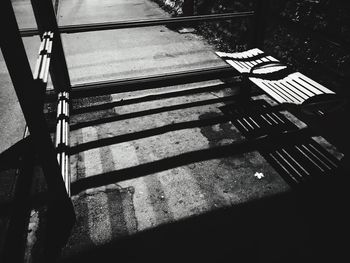 High angle view of shadow on floor