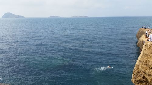 High angle view of sea against sky