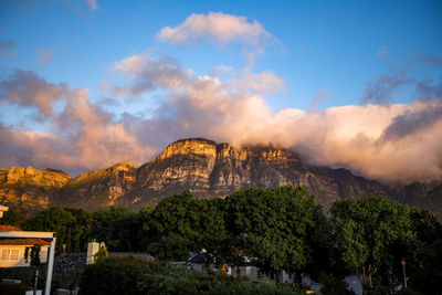 Scenic view of mountain against cloudy sky