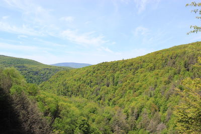 Scenic view of mountains against cloudy sky