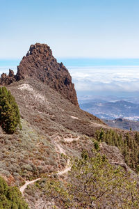 Scenic view of rocky mountains against sky