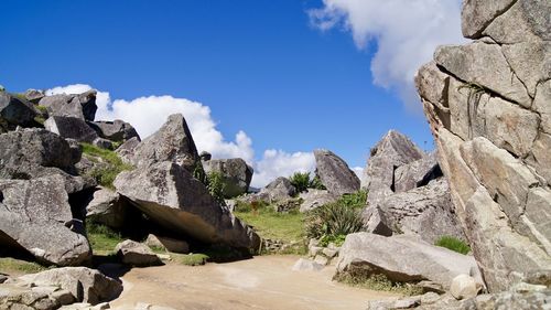 Panoramic view of rock formation against sky