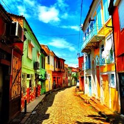 Narrow alley along buildings