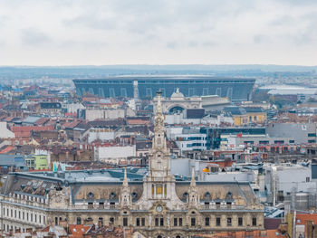 Budapest, hungary - areal view for this famous capital city with famous places from drone view