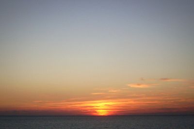 Scenic view of sea against clear sky during sunset