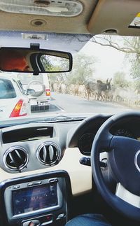 Road seen through car windshield