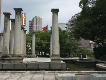 Low angle view of building in park