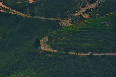 High angle view of road amidst landscape