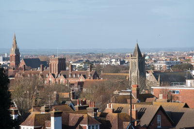 Panoramic view of eastbourne rooftops from beachy head