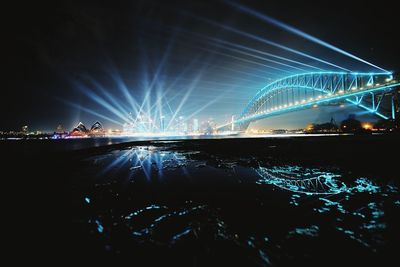 View of illuminated city at night