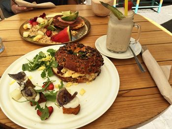 Close-up of food in plate on table