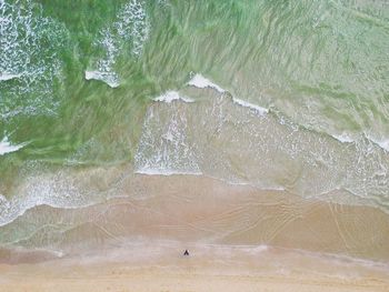 High angle view of people on sea shore