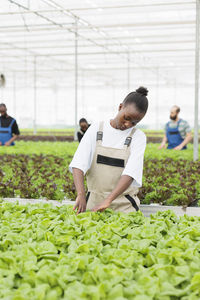 Young man gardening