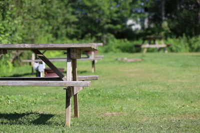 Empty bench in park