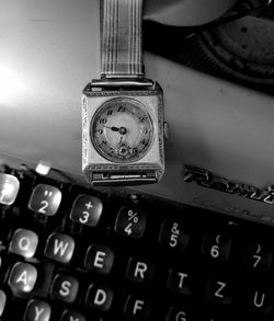 High angle view of clock