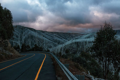 Empty road with trees in background