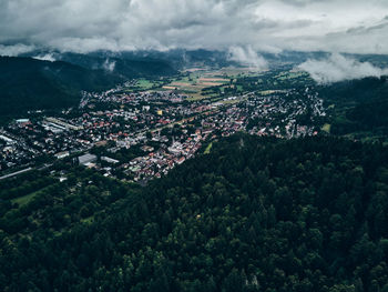 High angle view of townscape against sky