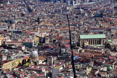 High angle view of buildings in city