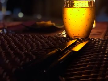 Close-up of drink on table