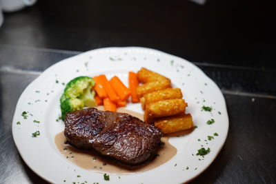 Close-up of meal served in plate