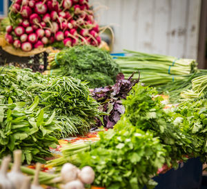 Close-up of vegetables for sale in market