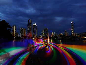 Illuminated cityscape at night