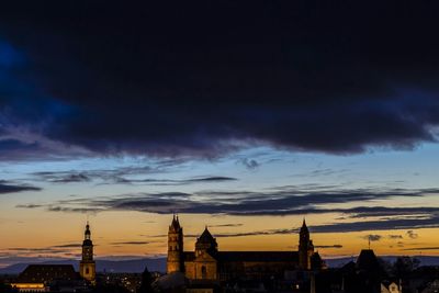 Buildings against cloudy sky at sunset