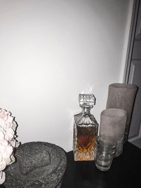 Close-up of drink in jar on table