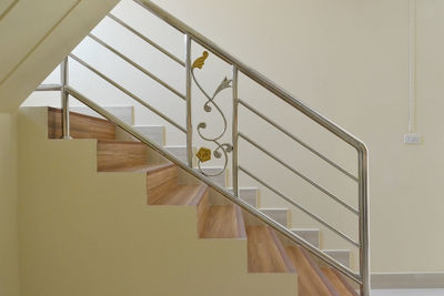 Low angle view of spiral staircase in building