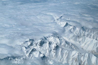 Aerial view of snowcapped landscape