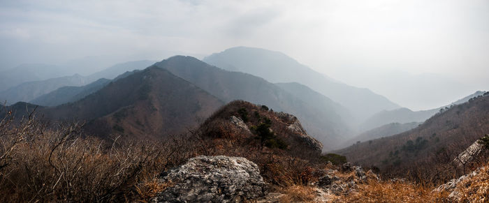 Scenic view of mountains against sky