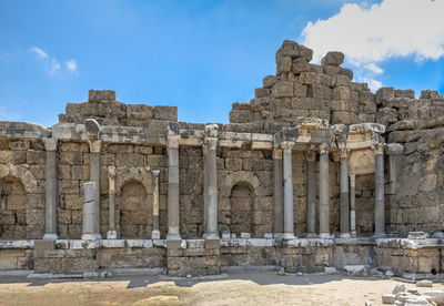 Side, turkey 18.07.2021. agora area of ancient city of side in antalya province, turkey