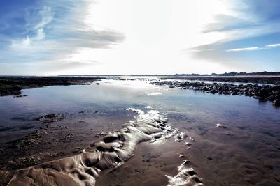 Scenic view of sea against cloudy sky